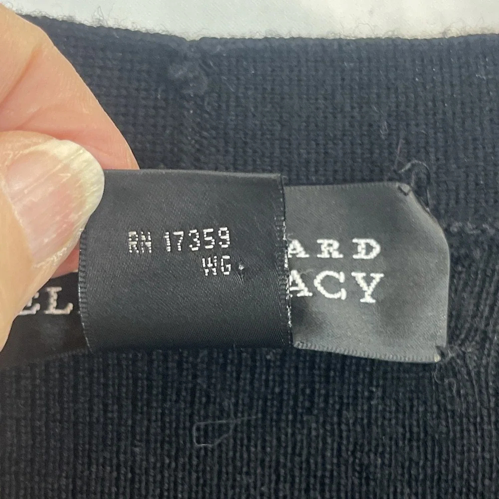 Linda Allard Ellen Tracy Open Cardigan Sweater Women Sz S Black Wool & Silk Nice